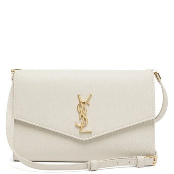 Yves Saint Laurent Handbags - Uptown Mini Grained-leather Cross-body White Calfskin Leather Shoulder Bag